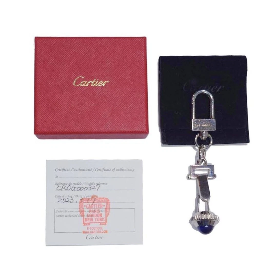 Cartier — Pasha de Cartier key Ring Crown Motif Palladium ×Blue Resin Auth w/All inPhoto