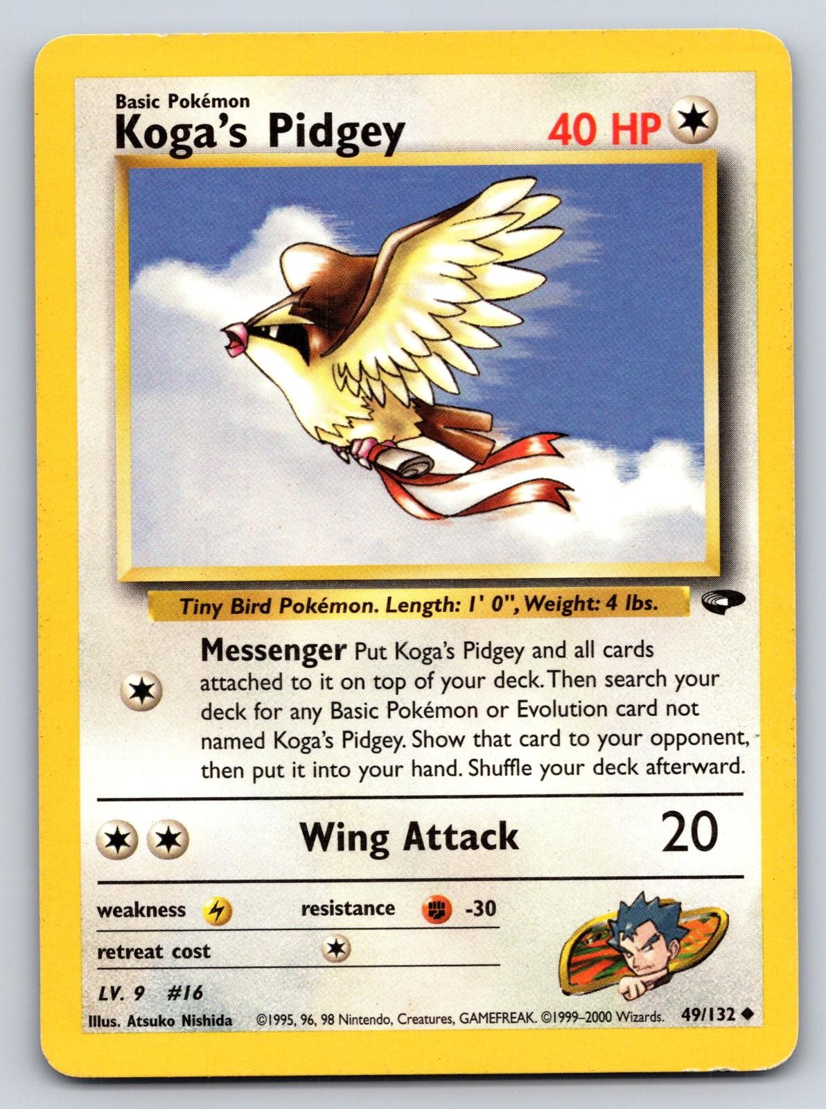 KOGA'S PIDGEY 49/132 UNCOMMON GYM CHALLENGE POKEMON UNLIMITED MP