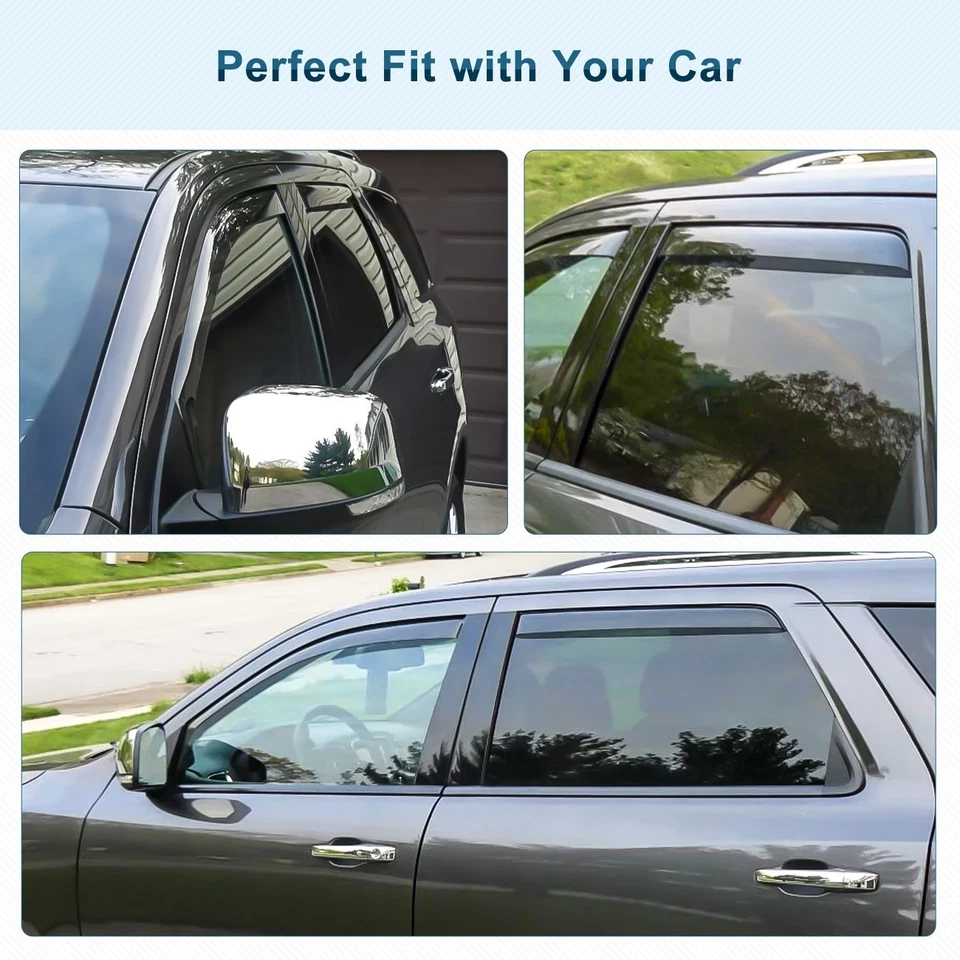 Para Dodge Durango 2011-2024 Viseras de ventana en canal Ventilación Protectores de lluvia Deflectores Foto 2 de 4