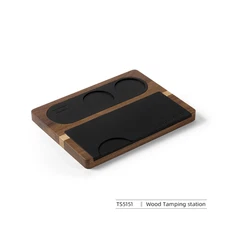 MHW-3BOMBER Coffee Tamping Station Wooden Silicone Mat 51-58mm Portafilter