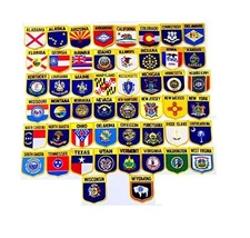 United States 50 State Shield Flag Patch Set - 3 1/8" x 3 1/2" Iron On/ Sew O...