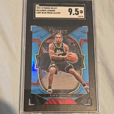 Panini Select 2022-23 Concourse Kawhi Leonard #65 Light Blue Prizm /299 SGC 9.5
