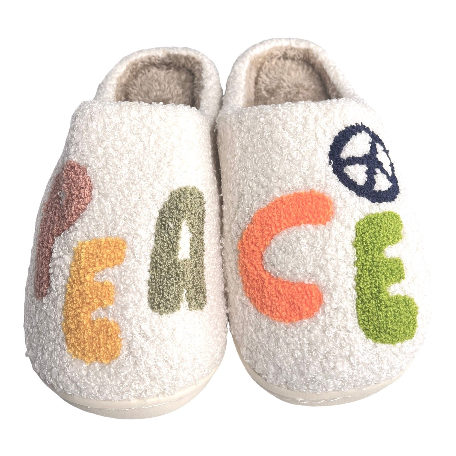 SAOLA Pantofole Miss Sparkling PEACE SIGN taglia 10 11 scarpe tomaia accogliente + suola in gomma