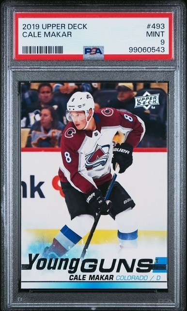 2019-20 Upper Deck Series 1 Young Guns Cale Makar PSA 9 #493 RC