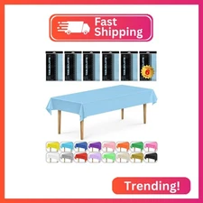 DecorRack 6 Rectangular Tablecloths BPA-Free Plastic, 54 x 108 inch, Dining Tabl