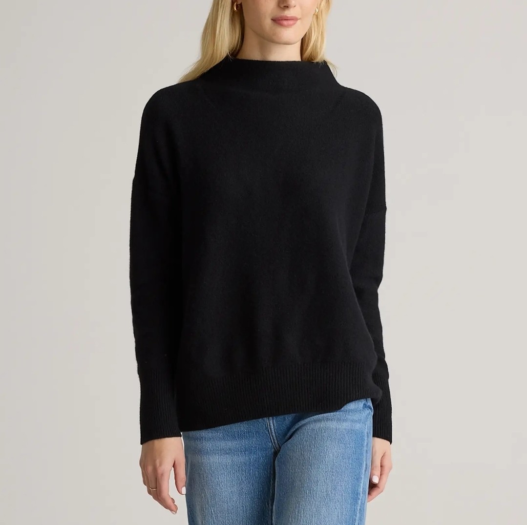 Quince Mongolian Cashmere Funnel Neck Sweater In Black Sz L, NWT!