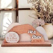 Empty Tomb Easter Scene and Christian Decoration Wooden Easter Resurrection Scen
