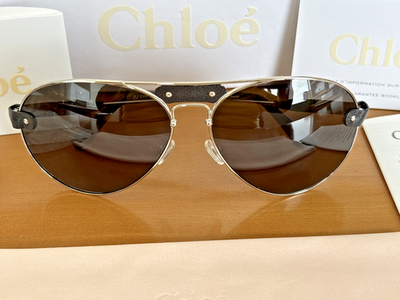 CHLOE CL2104 C03 SILVER METAL/BLACK LEATHER TRIM/ GREY 