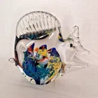 Vintage Murano Style Art Glass Angelfish Paperweight Hand Blown Tropical Fish Fi