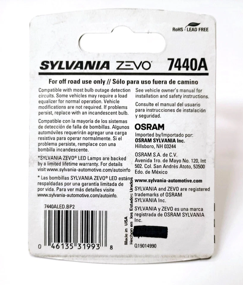 Luz LED Sylvania ZEVO 7440A 7442NA bombillas ámbar señal de giro frontal actualización OE Foto 3 de 4