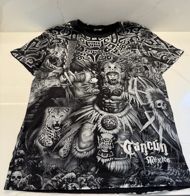 Vintage Chichen Cozumel Mexico Cancun All Over Print TShirt Euro Cotton Medium