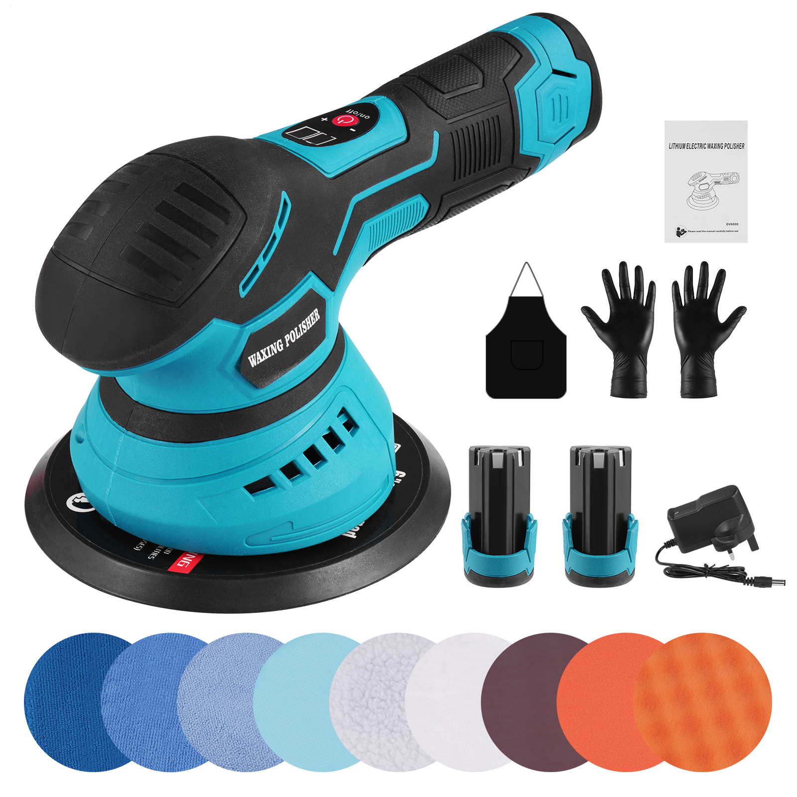 8-Speed Cordless Car Polisher Buffer Sander Polishing Machine Buffing Sponge Kit