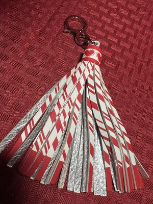 BRIGHTON ''YOUR BAG'' TASSEL*RED/WHITE*SILVER ON BACK SIDE*NWT