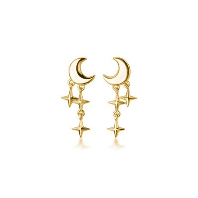 925 Sterling Silber kleine Mond Stern Ohrringe Ohrstecker für Damen Teen Mädchen klein Moo