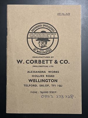 Corbett Galvanized Specialists Agricultural Goods Catalogue Vintage RARE 10/75
