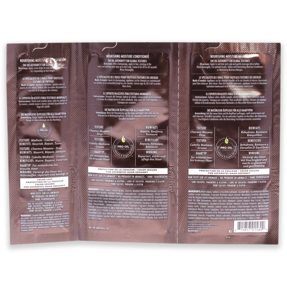 Champú hidratante nutritivo profesional macadamia, acondicionador y tratamiento con aceite-3P Foto 3 de 3