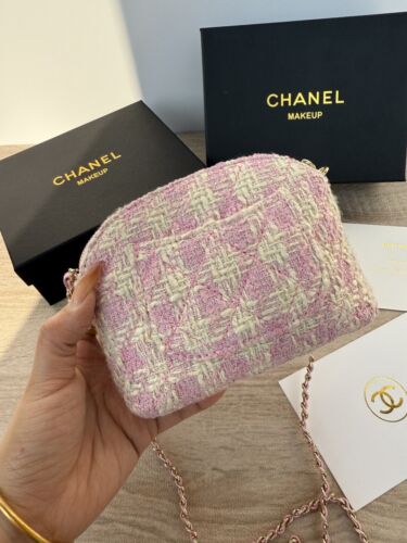 NEWCHAN Pink Diamond Check Small Makeup Bag Change Purse Vip Gift HOT! - Picture 5 of 6