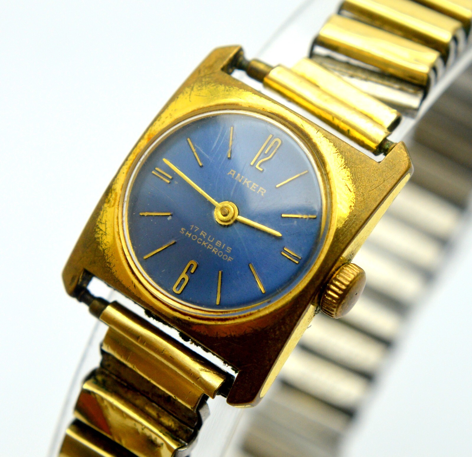 VINTAGE ANKER 17 JEWELS BLUE DIAL LADIES MECHANICAL WATCH | eBay