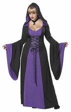 Adult Womens Plus Deluxe Gothic Hooded Robe Halloween Costume Cosplay 01702
