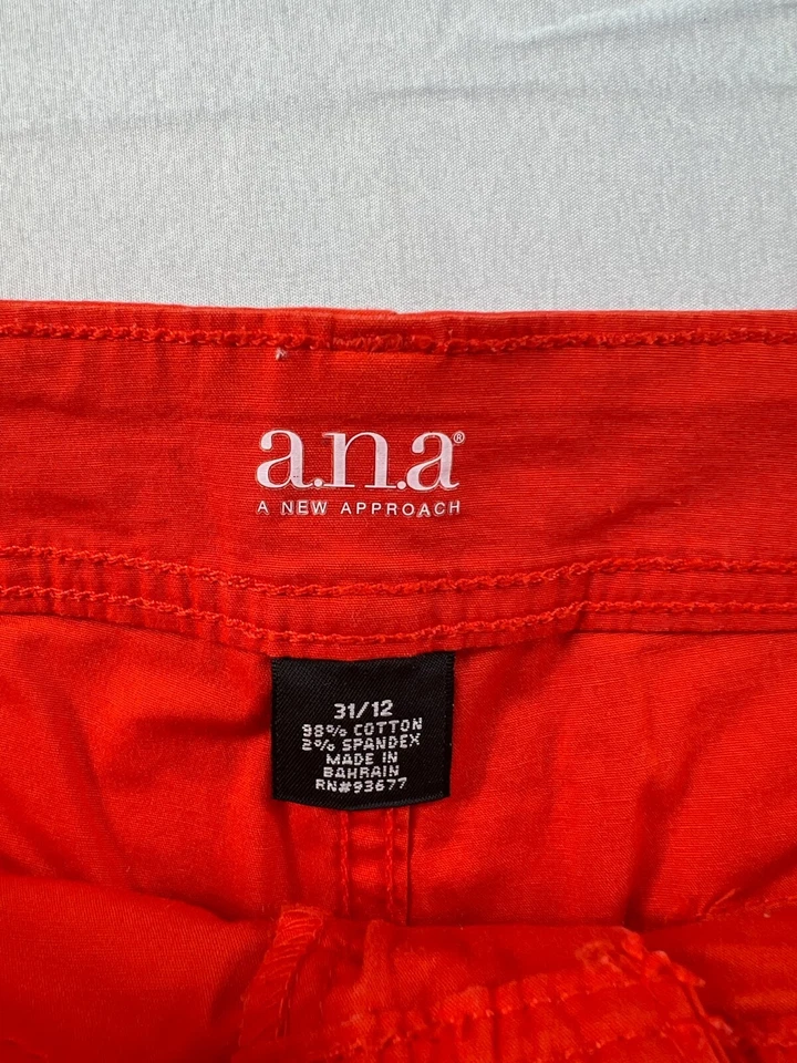 Pantalones Cortos A.N.A Mujer Talla 12 Naranja Bolsillos Elásticos Foto 3 de 4