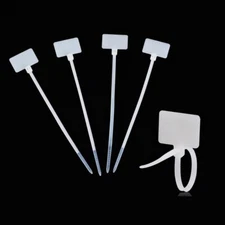 Amgate 100 Pcs Write on Tags Wire Zip Ties Cable Mark Tags Nylon Power Markin...
