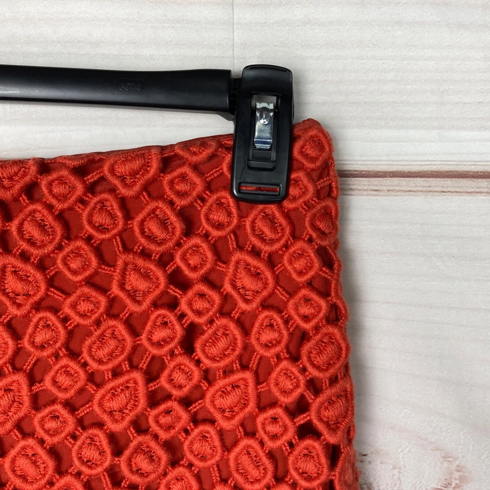 Max Mara Skirt Womens US 10 Orange Crochet Pencil Wool Blend Lined Knee Length - Image 3 of 4