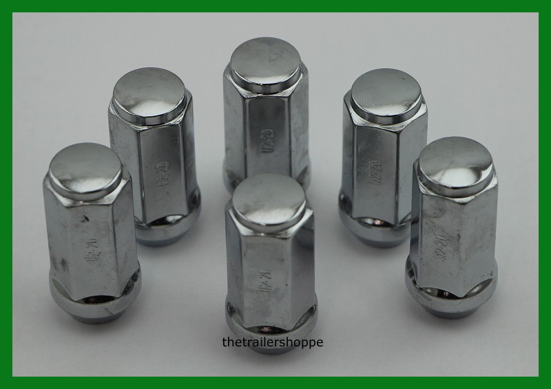 Chrome 1/2" Extra Long Lug Wheel Nut Aluminum Trailer Wheel Rim Acron
