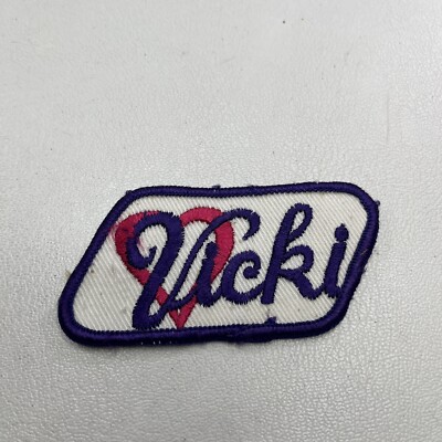 Vintage c 1980s Fancy Ladies Name VICKI Heart Patch B049