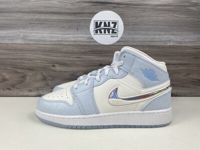Nike Air Jordan 1 Mid Blue Tint Ice Blue White Glitter
