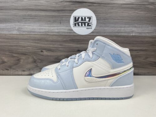 Nike Air Jordan 1 tinte azul medio azul hielo blanco brillo swoosh (GS PS) FQ9117-400 - Imagen 2 de 10