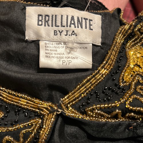 Vintage Brillante JA Formal Embellish Metallic Bling Silk Cardigan Jacket S 112 - Picture 5 of 5