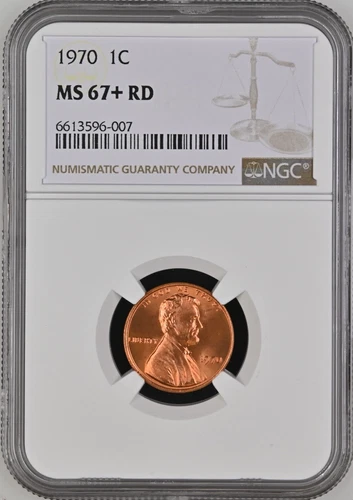 1970 1C RD  Lincoln Memorial One Cent  NGC MS67+RD  6613596-007