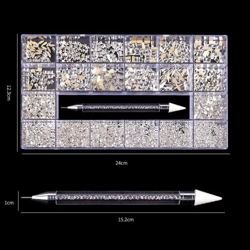 Nail Art Rhinestones Glitter Diamond Crystal Mixed Flatback Gems 3D Decor - Picture 4 of 4