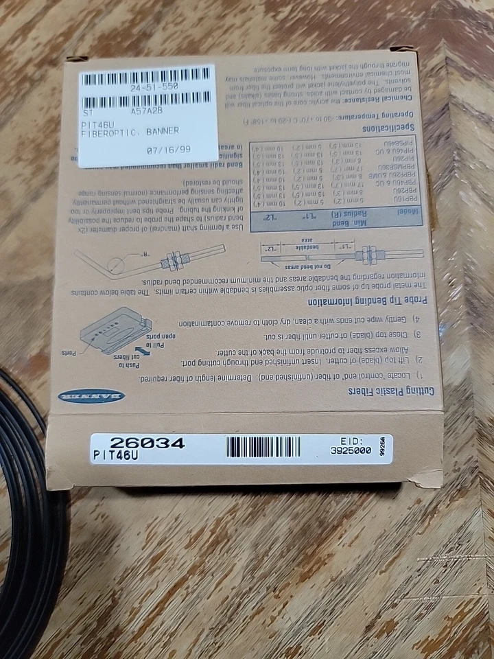 Banner PIT46U  (26034) Plastic Fiber Opposed Mode, 2M Length w/ Hardware packet. - Image 4 of 4