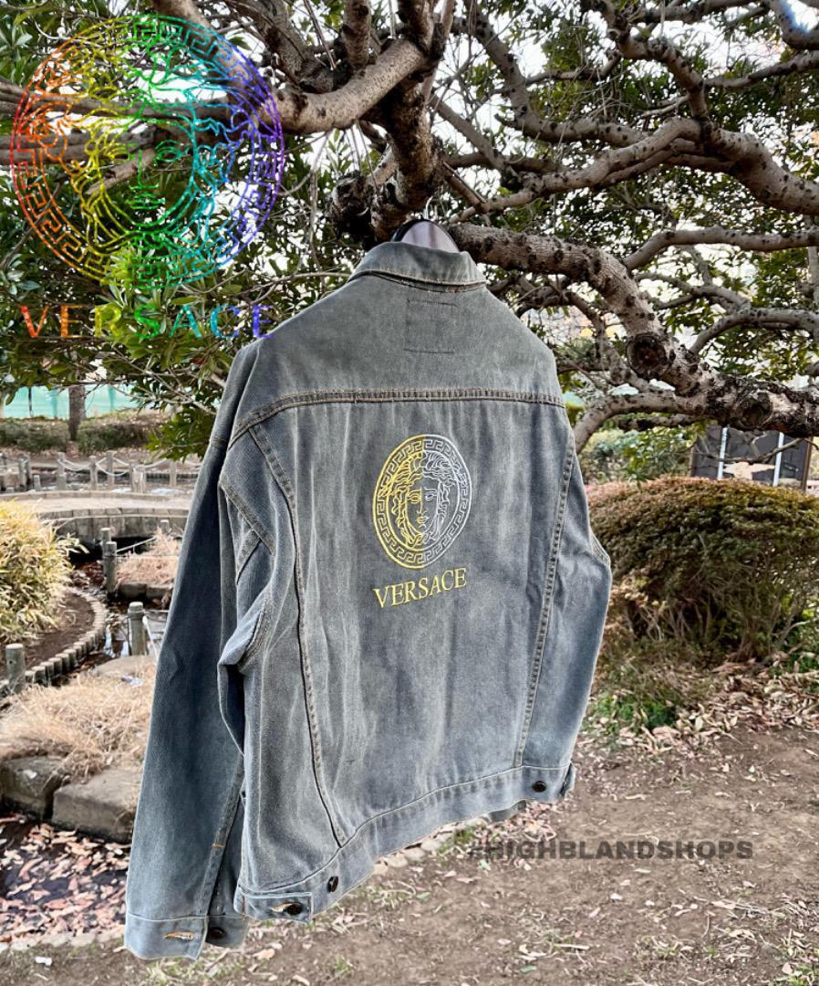 Versace Men's Vintage denim jacket Acid gray Size 2XL From Versace Men's Vintage denim jacket Acid gray Size 2XL From