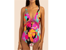 NEW 162 Trina Turk 1pc Maillot Style Swimsuit GEMINI Print Size 10