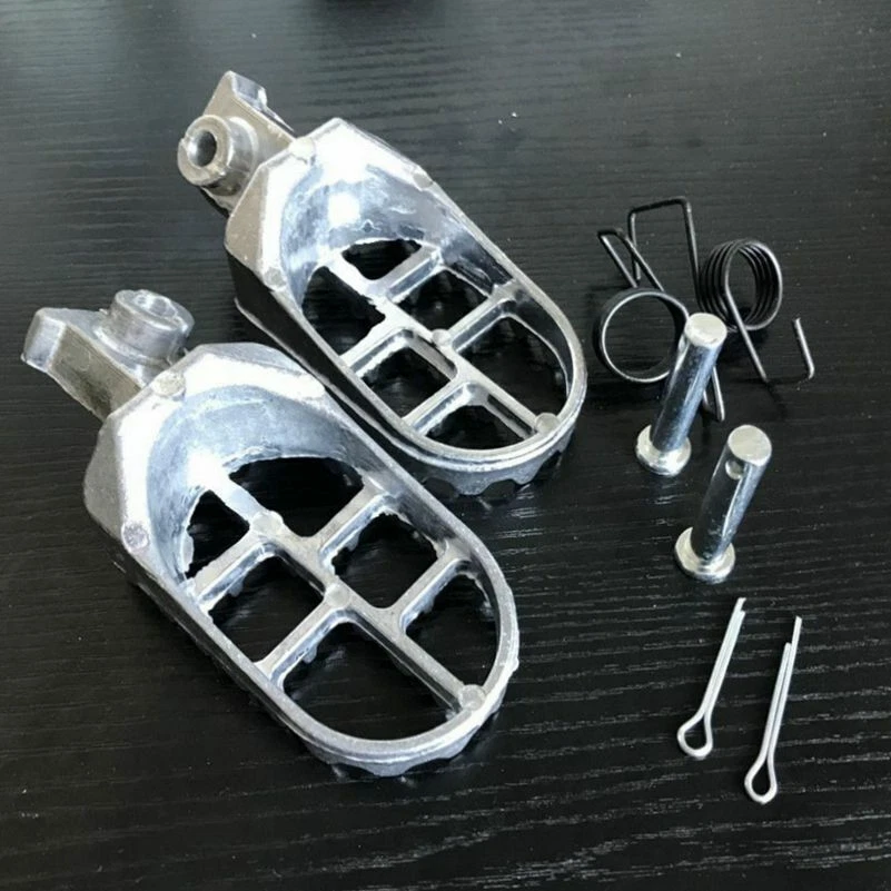 Par de reposapiés de motocicleta pedales clavijas de pie almohadillas de pedales de aluminio plateado Foto 4 de 4