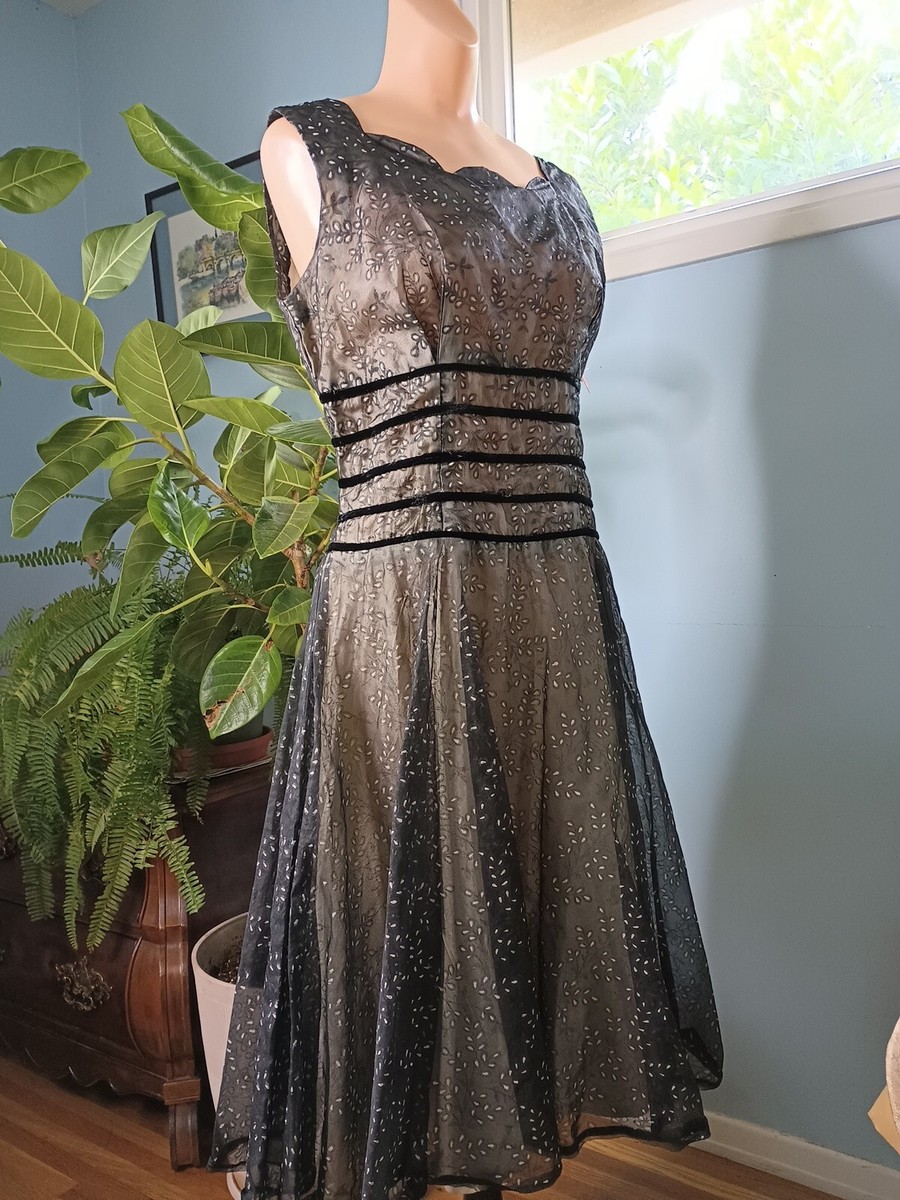 1960's black cocktail dress Vintage 1960s Silk Chiffon Waterfall Cape Back Cocktail Dress main image 1