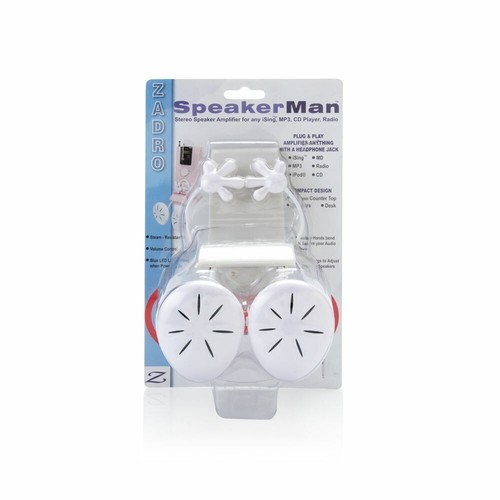 Zadro WHITE Speakerman Stereo Amplifier Portable Speaker Music iPod 3.5mm Jack - Picture 2 of 3