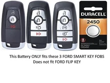 Remote SMART KEY FOB Replacement Battery for FORD  - Duracell CR2450