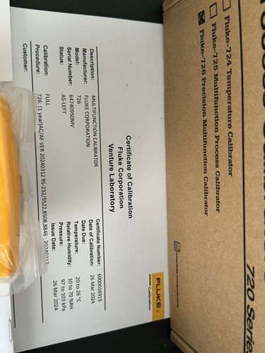 FLUKE 726 PRÄZISION MULTIFUNKTIONSKALIBRATOR (MFG-2024) GEEICHT 2024 - NEU - Bild 13 von 22