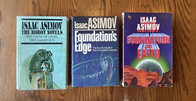 Isaac Asimov VTG Lot Of 3 Books Foundation's Edge Robot Novels HC Foundation PB