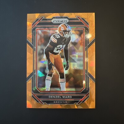 2022 NFL Prizm Denzel Ward Orange Cracked Ice Fanatics Exclusive SP Browns