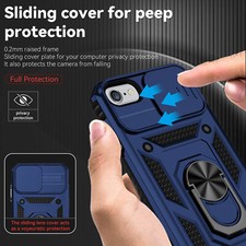 For iPhone SE 2022 3rd Gen/SE 2020 Slide Camera Lens Protector Ring Stand Case