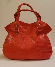 Nwot Roberta Gandolfi Italian Made Salmon Orange Leather Tote Handbag