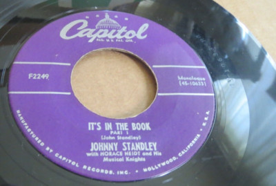 45RPM Capitol Johnny Standley - It's in the Book Pt 1 + Pt 2, E-EE- medium warp