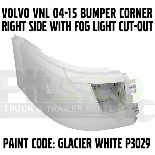 VOLVO VNL 04-15 BUMPER CORNER WITH FOGLIGHT PAINTED WHITE 82721512 RIGHT SIDE