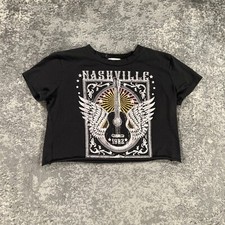Altard State Nashville Shirt Womens Small S Grey Cropped Music Art Logo USA Made