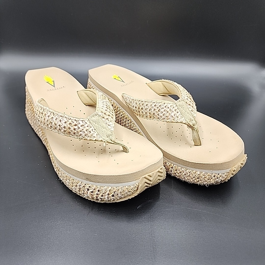 Volatile Bahama Tan Woven Thong Wedge Sandals Women's Size 10 Flip