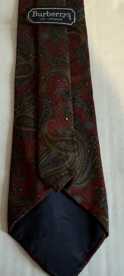 Corbata de lujo BURBERRYS 100 % seda, púrpura, granate, negra, cachemira Foto 2 de 3